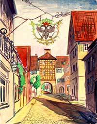 Aquarellbild vom Morsbacher Tor.
